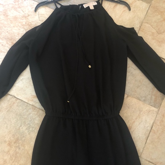 🖤MICHAEL KORS Elegant Long Slv Cold Shouldr Full-Length Flare Leg Pant Jumpsuit - Picture 3 of 13